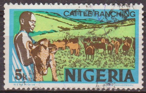 Nigeria 1974 Scott 294 Sello º Rancho de Ganado timbre utilisé usado 